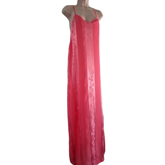 Vintage Tender Moments by Intime' Pink Rose Damask Chiffon Elegant Nightgown Sm